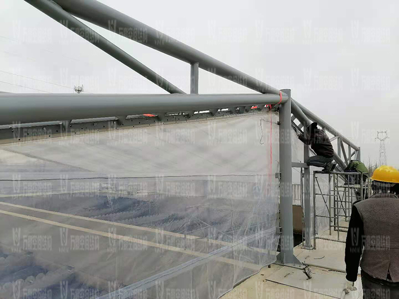 格尔木工业园昆仑工业区工业污水厂污水池保温膜结构工程膜结构安装中