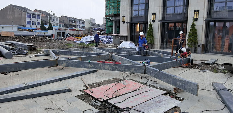 台州大板桥ETFE气枕天幕项目开始施工