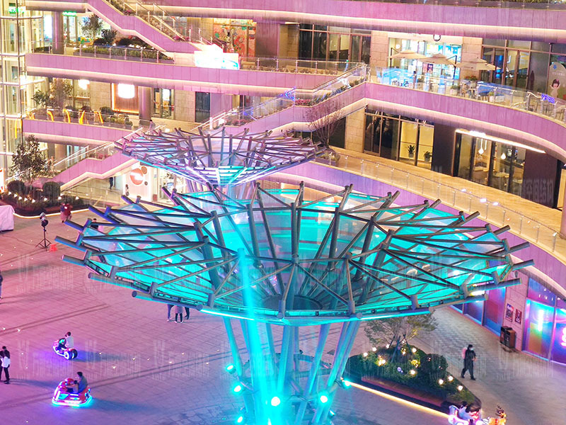 石家庄东南智汇城倒伞ETFE膜结构项目夜景欣赏