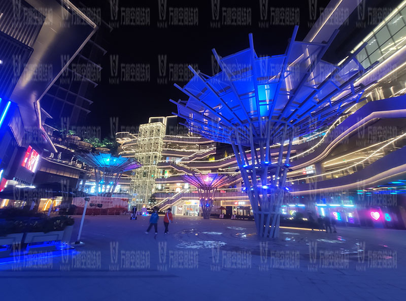 石家庄东南智汇城倒伞ETFE膜结构项目夜景欣赏