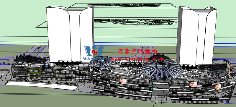 明宇广场6号地块商业（万达广场）改造项目钢膜结构ETFE盖顶天幕工程进入钢结构吊装阶段