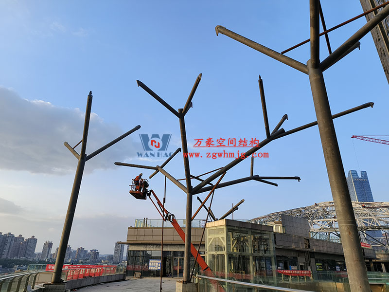 明宇广场6号地块商业（万达广场）改造项目钢膜结构ETFE盖顶天幕工程火热施工中