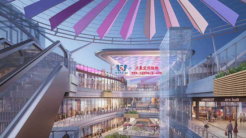 明宇广场6号地块商业（万达广场）改造项目钢膜结构ETFE膜结构盖顶天幕项目