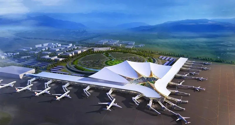 拉萨贡嘎机场10000吨钢结构封顶