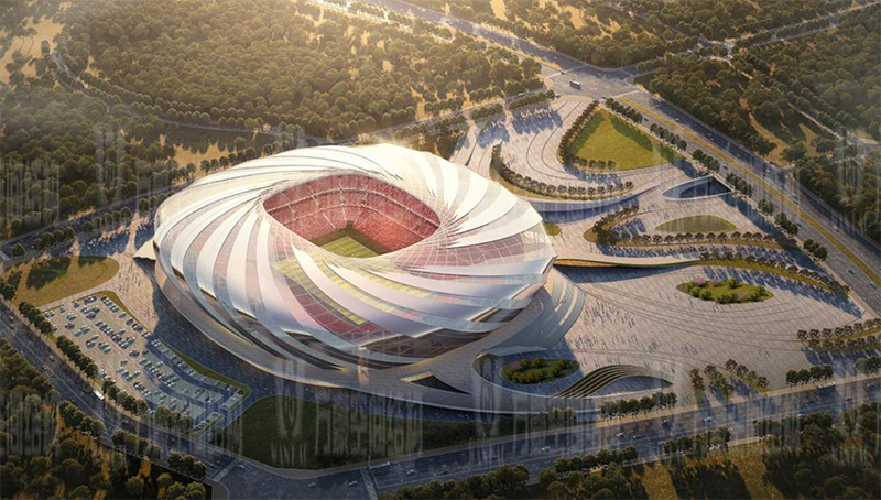 万豪2021第10标-2023年亚洲杯主办场地重庆龙兴足球场项目ETFE屋面膜结构工程